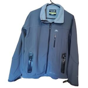 Trespass TP75 Mens Soft Shell Jacket Sz L Windbreaker Gray Motion Fabric Pockets
